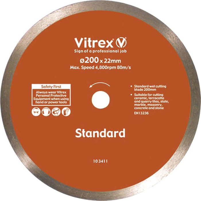 Tooled Up | Vitrex Vitrex Diamond Blade For Wet Bridge Tile Saw 200mm Vitrex Vitrex Diamond Blade For Wet Bridge Tile Saw 200mm