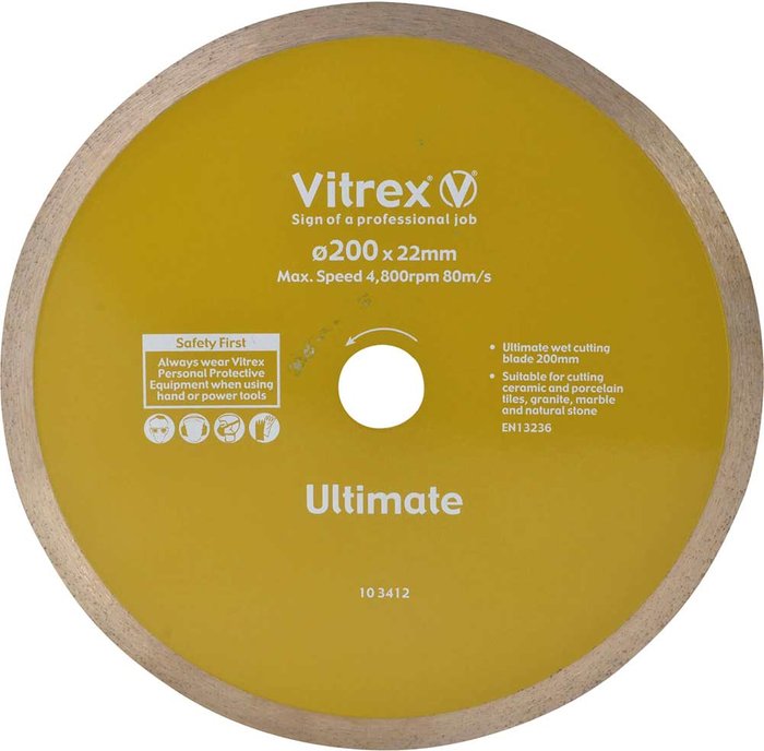 Tooled Up | Vitrex Vitrex Ultimate Diamond Blade For Wet Bridge Tile Saw 200mm Vitrex Vitrex Ultimate Diamond Blade For Wet Bridge Tile Saw 200mm