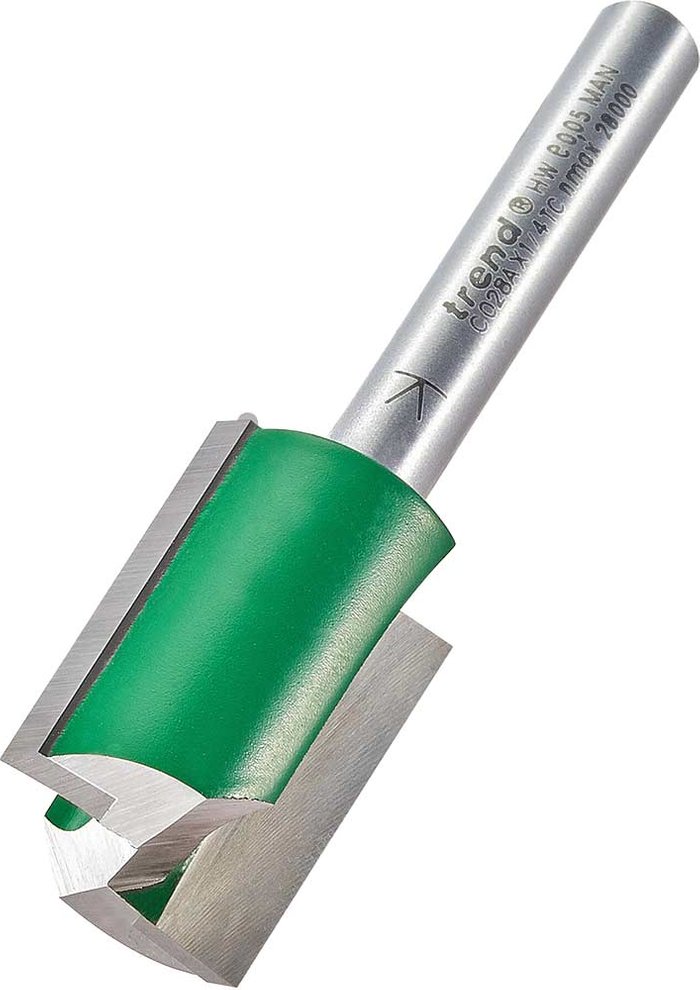 Tooled Up | Trend Trend CRAFTPRO Two Flute Straight Router Cutter 18mm 25mm 1/4 Trend Trend CRAFTPRO Two Flute Straight Router Cutter 18mm 25mm 1/4