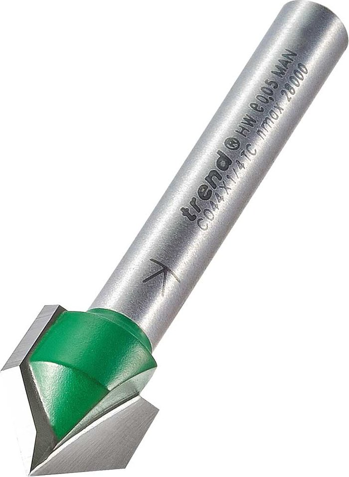 Tooled Up | Trend Trend CRAFTPRO Chamfer V Grovve Router Cutter 12.7mm 13mm 1/4 Trend Trend CRAFTPRO Chamfer V Grovve Router Cutter 12.7mm 13mm 1/4