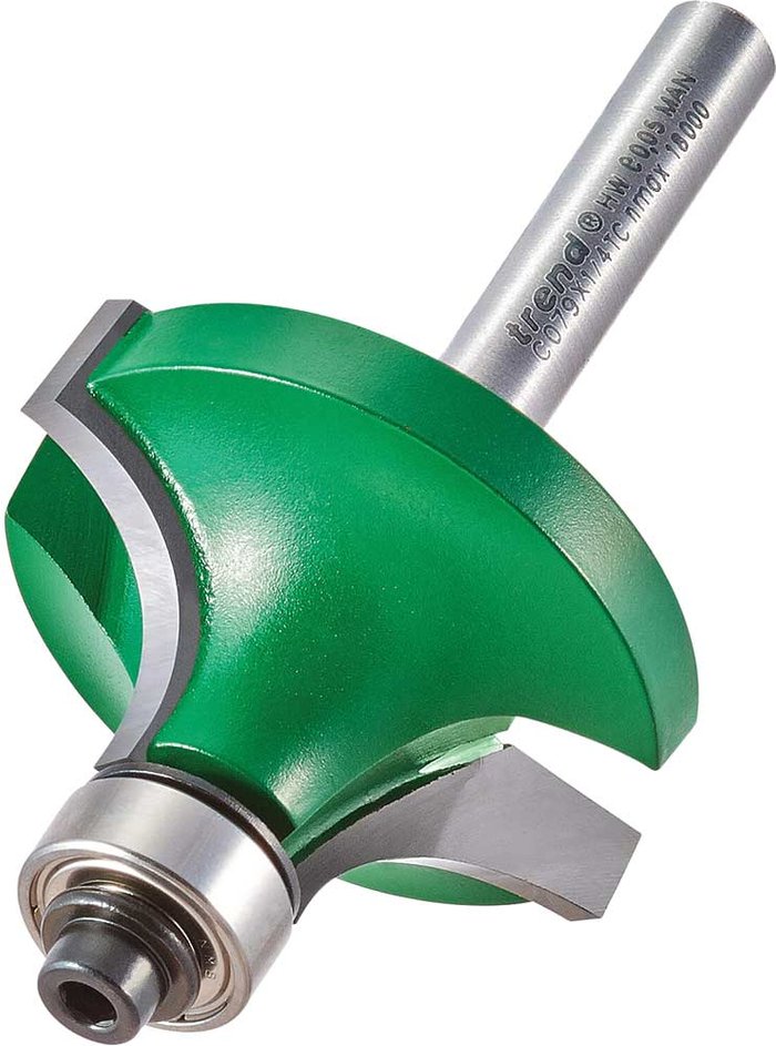 Tooled Up | Trend Trend CRAFTPRO Round Over and Ovolo Router Cutter 38mm 19.1mm 1/4 Trend Trend CRAFTPRO Round Over and Ovolo Router Cutter 38mm 19.1mm 1/4
