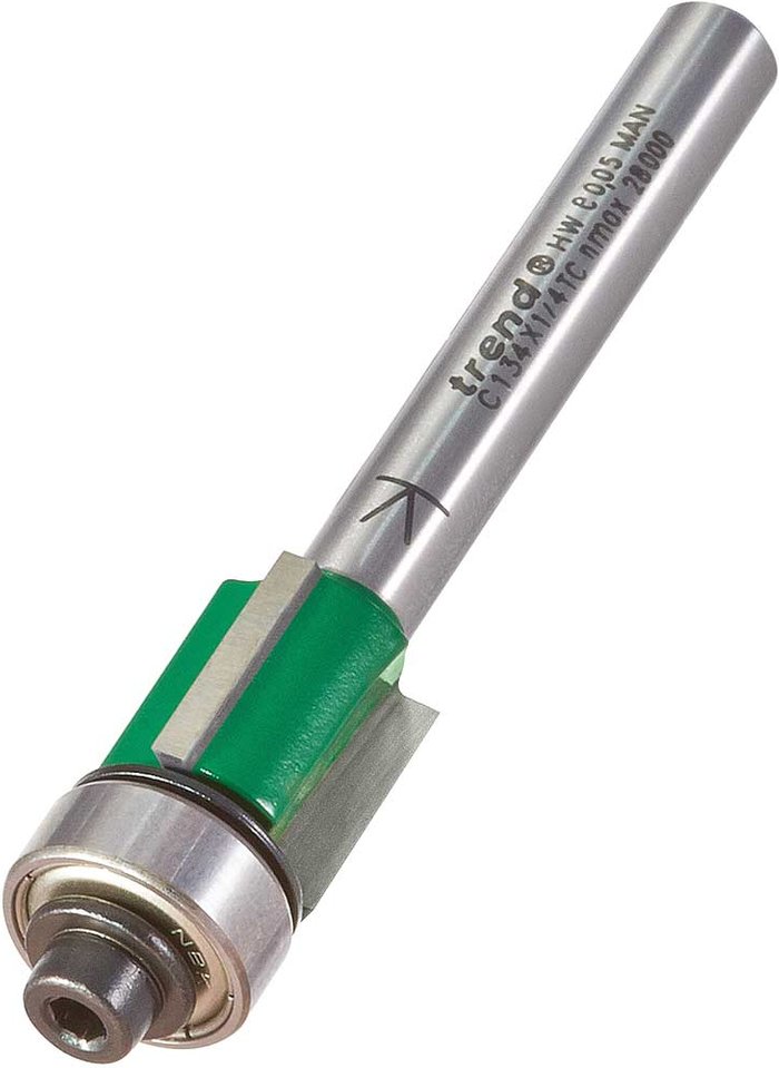 Tooled Up | Trend Trend CRAFTPRO 3 Flute Bearing Guided Trimmer Router Cutter 12.7mm 12.7mm 1/4 Trend Trend CRAFTPRO 3 Flute Bearing Guided Trimmer Router Cutter 12.7mm 12.7mm 1/4