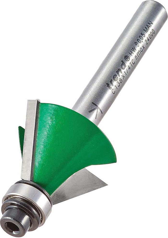 Tooled Up | Trend Trend CRAFTPRO Bearing Guided Bevel Router Cutter 25.4mm 12.7mm 1/4 Trend Trend CRAFTPRO Bearing Guided Bevel Router Cutter 25.4mm 12.7mm 1/4