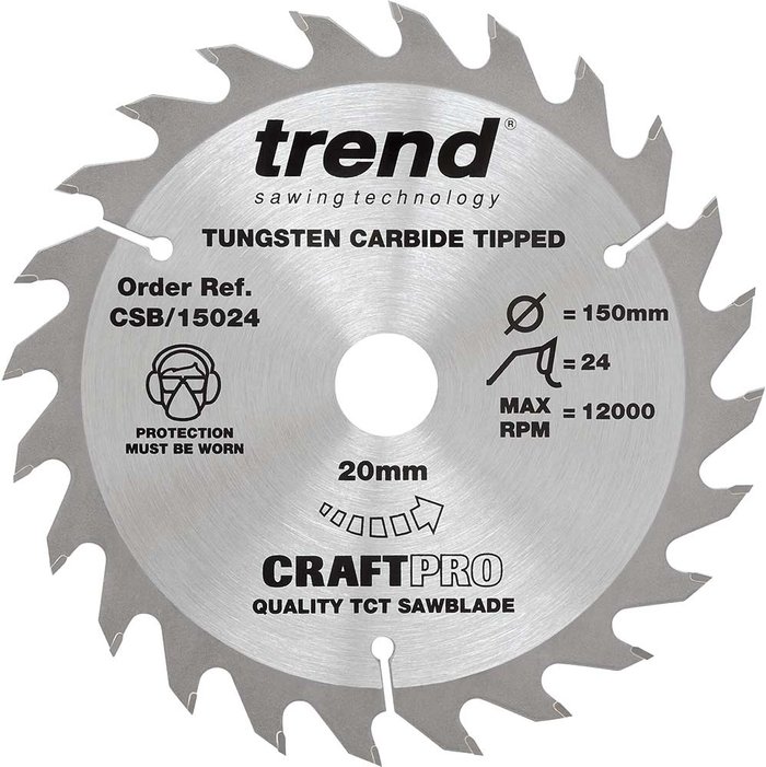 Tooled Up | Trend Trend CRAFTPRO Wood Cutting Saw Blade 150mm 24T 20mm Trend Trend CRAFTPRO Wood Cutting Saw Blade 150mm 24T 20mm