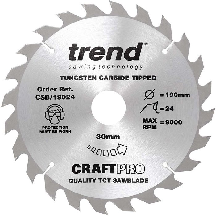 Tooled Up | Trend Trend Craft Saw Blade 190mm x 24T x 30mm Trend Trend Craft Saw Blade 190mm x 24T x 30mm