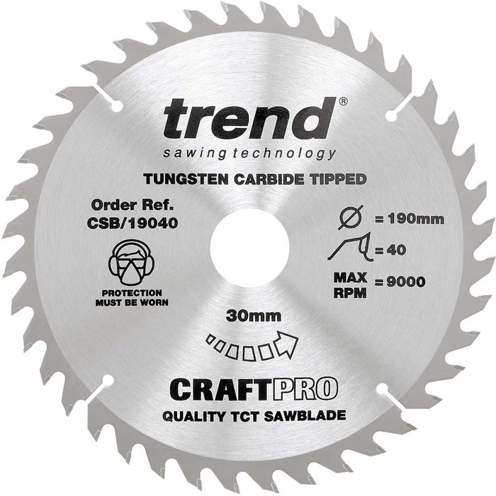 Tooled Up | Trend CRAFT SAW BLADE 190 X 40T X 30 - Trend Trend CRAFT SAW BLADE 190 X 40T X 30 - Trend