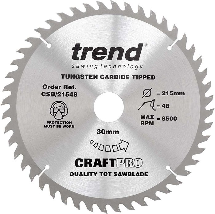 Tooled Up | Trend Trend CRAFTPRO Wood Cutting Saw Blade 215mm 48T 30mm Trend Trend CRAFTPRO Wood Cutting Saw Blade 215mm 48T 30mm