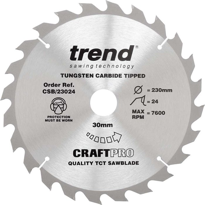 Tooled Up | Trend Trend CRAFTPRO Wood Cutting Saw Blade 230mm 24T 30mm Trend Trend CRAFTPRO Wood Cutting Saw Blade 230mm 24T 30mm