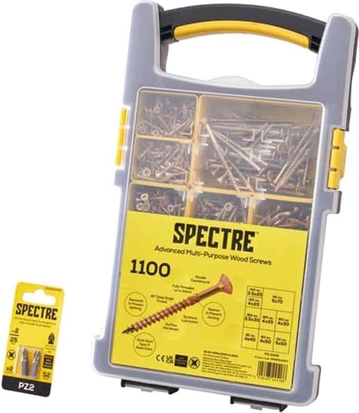 Tooled Up | Forgefix Forgefix Spectre 1100 Piece Advanced Wood Screws Kit Forgefix Forgefix Spectre 1100 Piece Advanced Wood Screws Kit