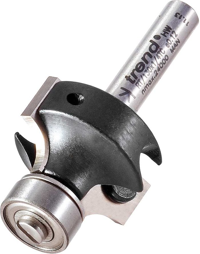 Tooled Up | Trend Trend Rota-Tip Bearing Guided Round Over Router Cutter 26mm 15.7mm 1/4 Trend Trend Rota-Tip Bearing Guided Round Over Router Cutter 26mm 15.7mm 1/4