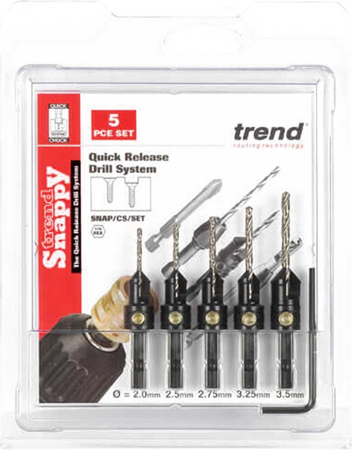 Tooled Up | Trend Trend Snappy 5 Piece Drill Countersink Set for Wood Screws Trend Trend Snappy 5 Piece Drill Countersink Set for Wood Screws