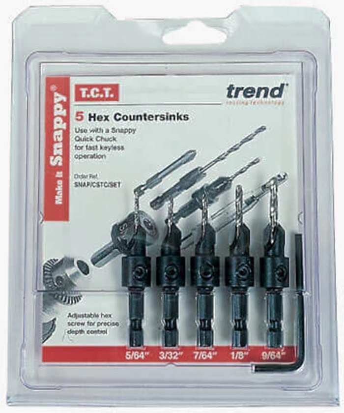 Tooled Up | Trend Trend Snappy 5 Piece TCT Drill Countersink For Wood Screws Trend Trend Snappy 5 Piece TCT Drill Countersink For Wood Screws