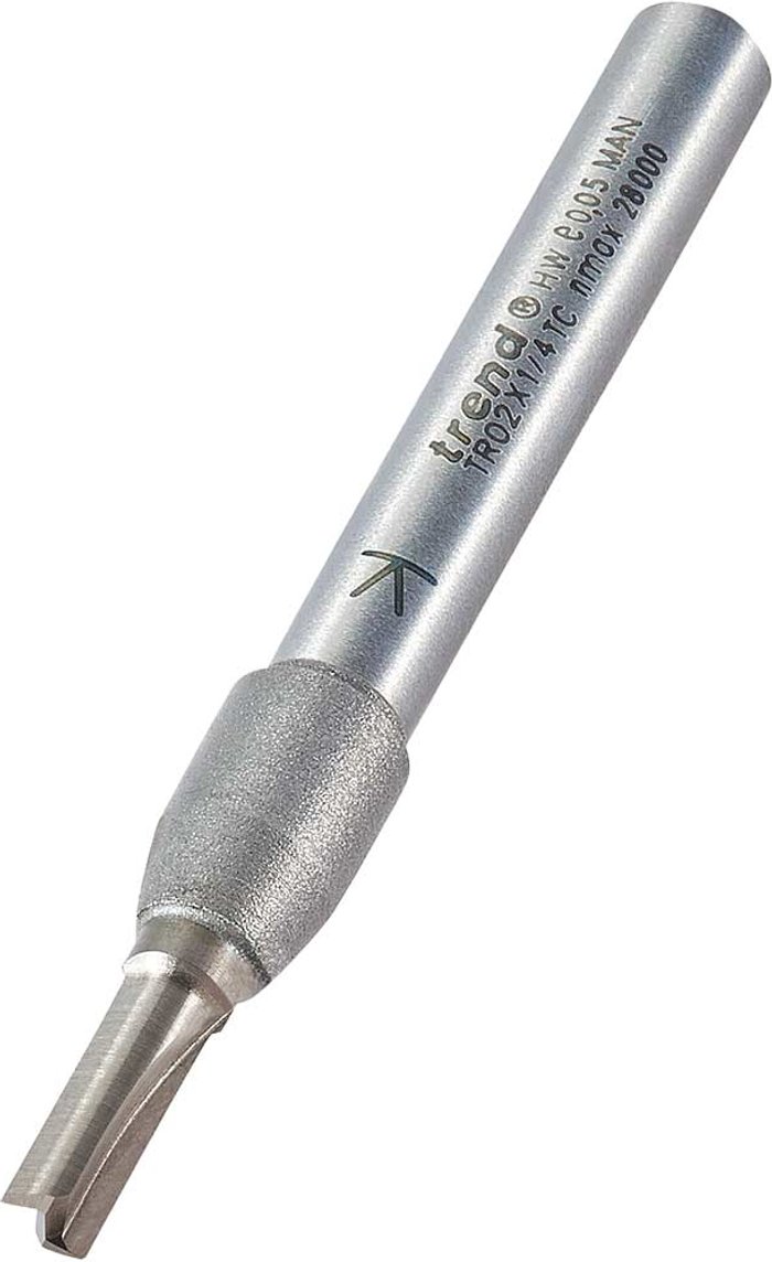 Tooled Up | Trend Trend Two Flute PTFE Coated Non Stick Router Cutter 4mm 11mm 1/4 Trend Trend Two Flute PTFE Coated Non Stick Router Cutter 4mm 11mm 1/4
