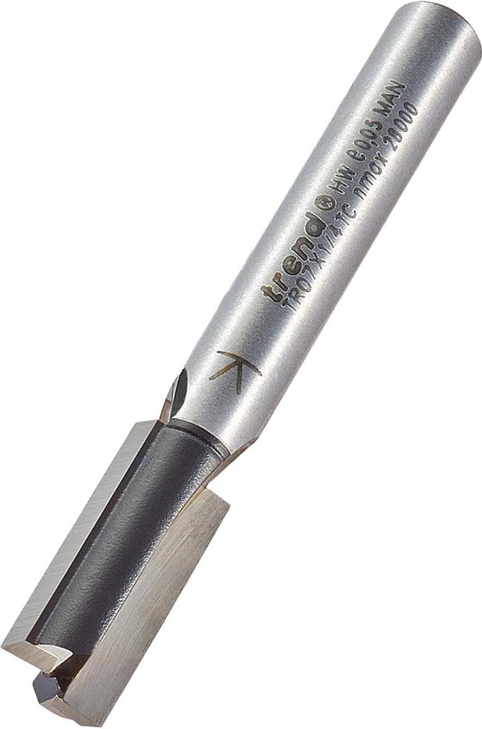 Tooled Up | Trend Trend Two Flute PTFE Coated Non Stick Router Cutter 8mm 19mm 1/4 Trend Trend Two Flute PTFE Coated Non Stick Router Cutter 8mm 19mm 1/4