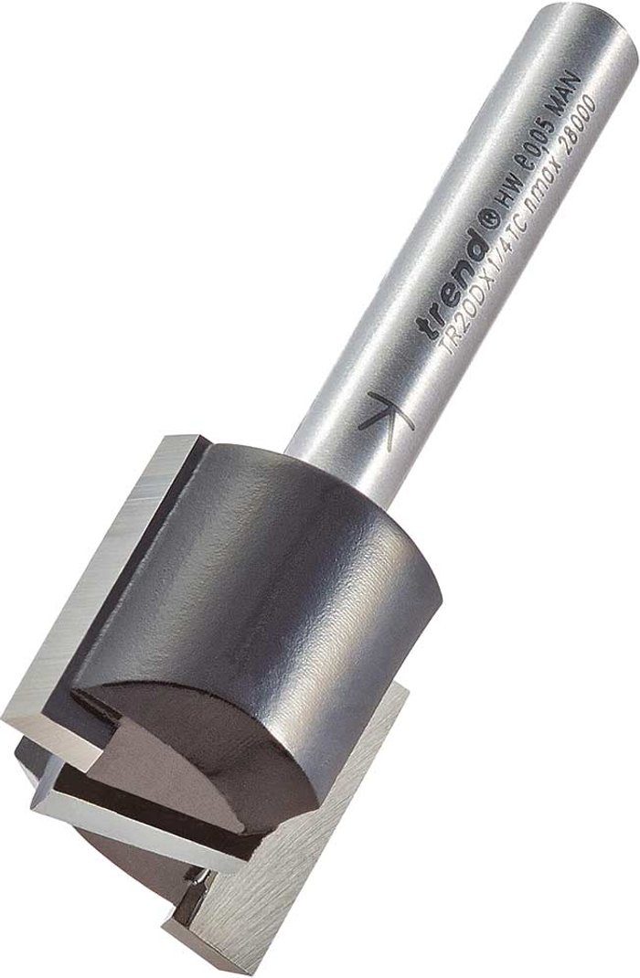 Tooled Up | Trend Trend Two Flute PTFE Coated Non Stick Router Cutter 20mm 20mm 1/4 Trend Trend Two Flute PTFE Coated Non Stick Router Cutter 20mm 20mm 1/4