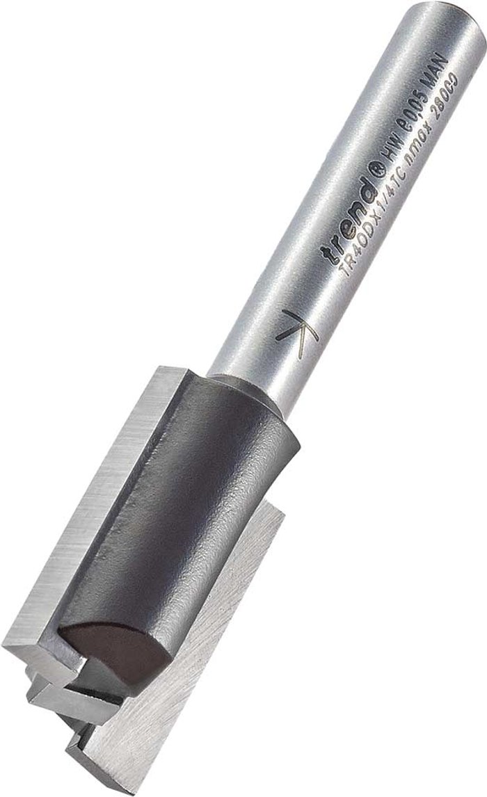 Tooled Up | Trend Trend Two Flute PTFE Coated Non Stick Router Cutter 15mm 25mm 1/4 Trend Trend Two Flute PTFE Coated Non Stick Router Cutter 15mm 25mm 1/4