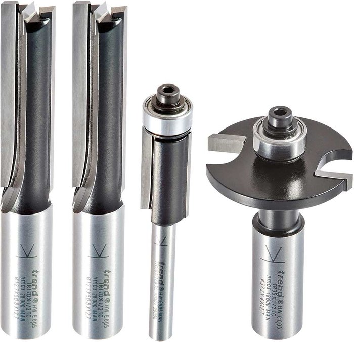 Tooled Up | Trend Trend 4 Piece Kitchen Fitters Router Cutter Set Trend Trend 4 Piece Kitchen Fitters Router Cutter Set