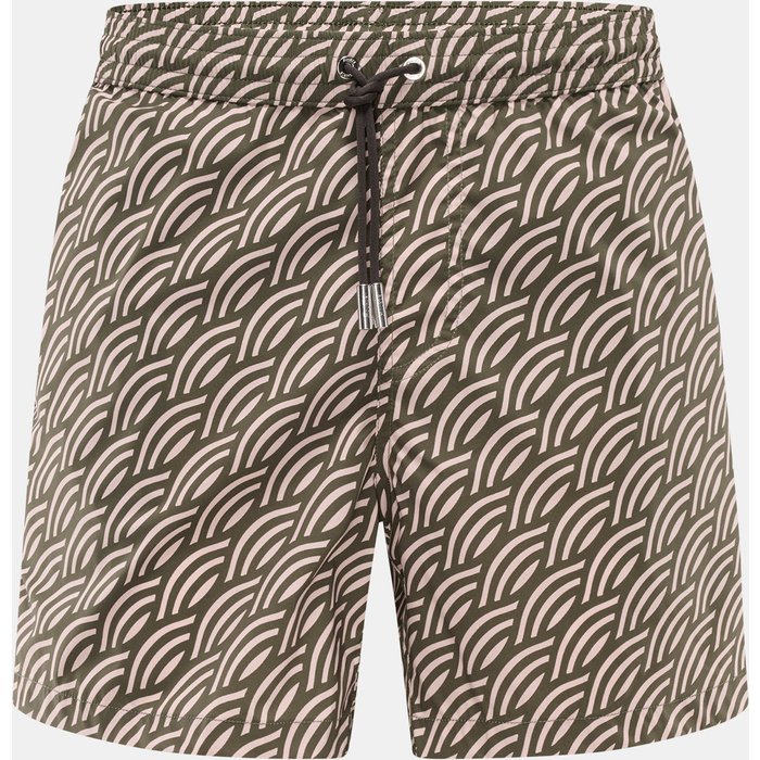 Moorer Moorer - Herren - Badeshorts dunkelgrün/altrosa gemustert