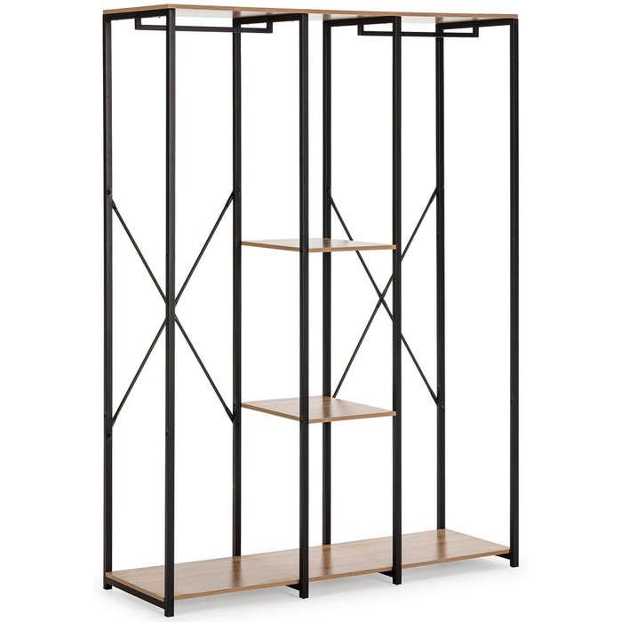 Armario vestidor jana 3 estantes 2 barras, color roble/negro
