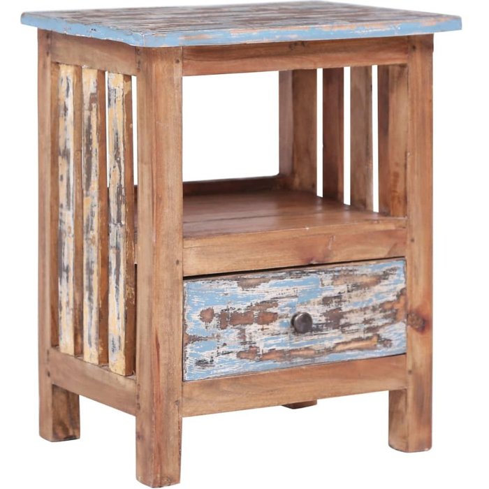 Mesita de noche,mesilla de noche de madera maciza reciclada 41x30x50 cm cfw59439
