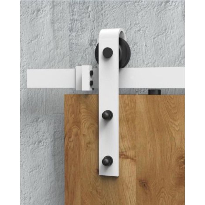 Kit rùstico blanco para puerta corredera de hasta 80kg con carril de 2m