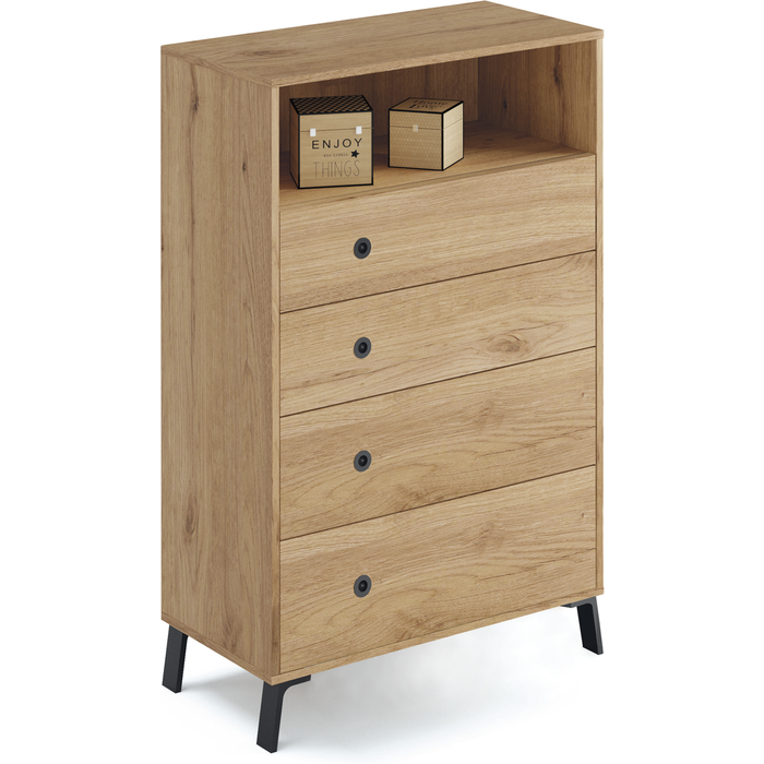 Comoda kit de 4 cajones camila en roble de 120x74.5x40