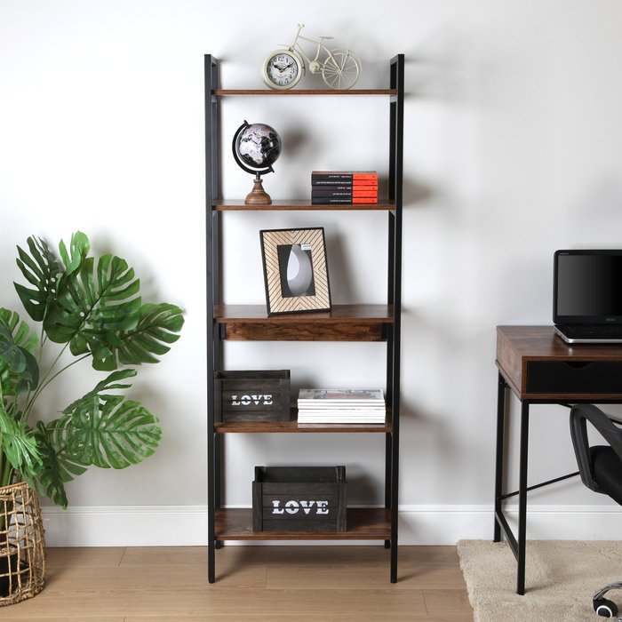 Kit estantería industrial 5 baldas madera / negro de 165x32x60 cm