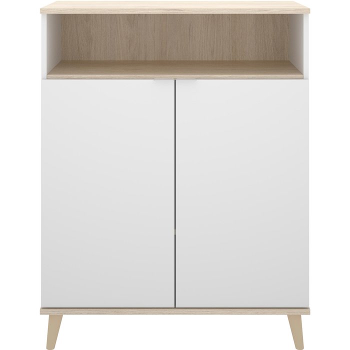 Aparador mueble auxiliar shaw blanco y roble 79x102,2x40 cm