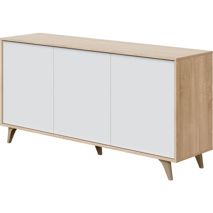 Aparador mueble auxiliar kikua roble canadian y blanco artik 154x75x40 cm