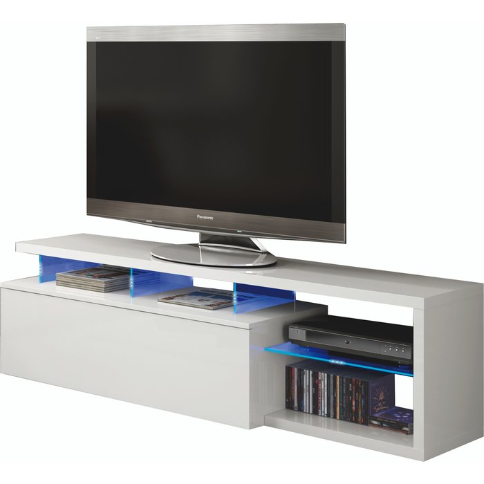 Mueble de tv bluetech 150x41x43 cm de color blanco brillo