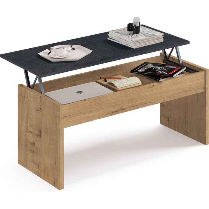 Mesa de centro elevable iver roble y gris 100x47/58x50cm (anchoxaltoxfondo)