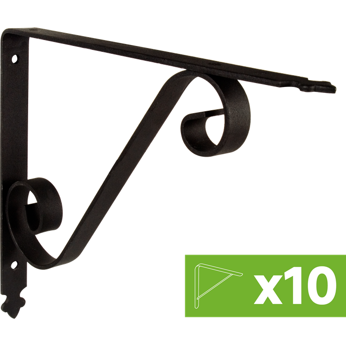 Pack 10 escuadra 20x25cm negro 50kg