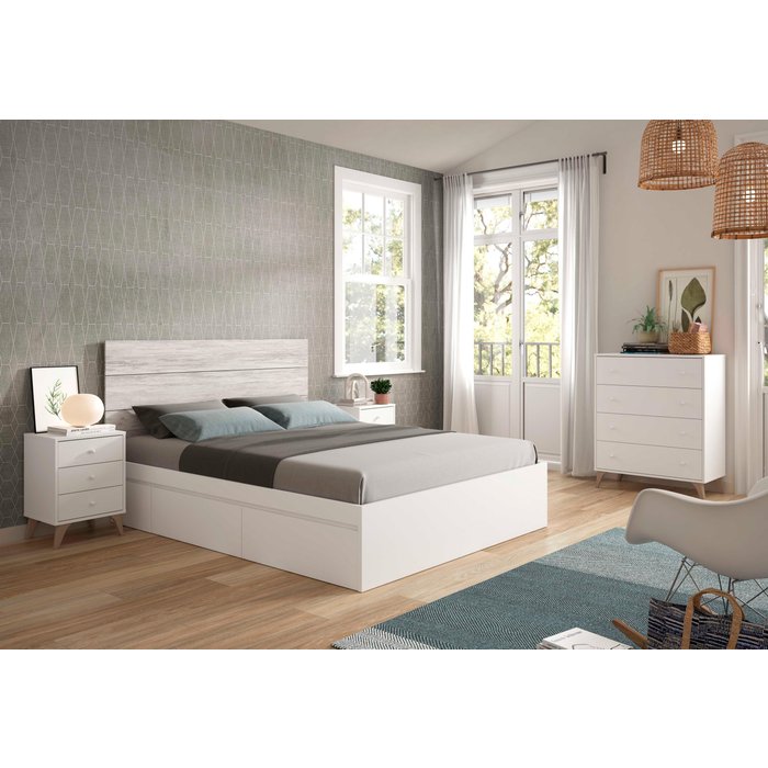 Cabecero de cama + mesillas sweet blanco 160x60x2,5 cm (anchoxaltoxfondo)