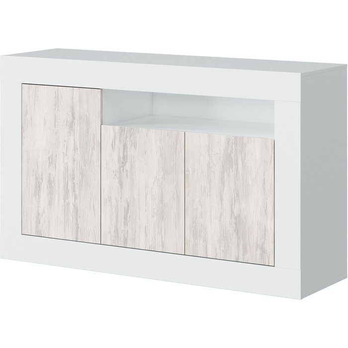 Aparador mueble auxiliar velho con 3 puertas blanco 144x87x42cm