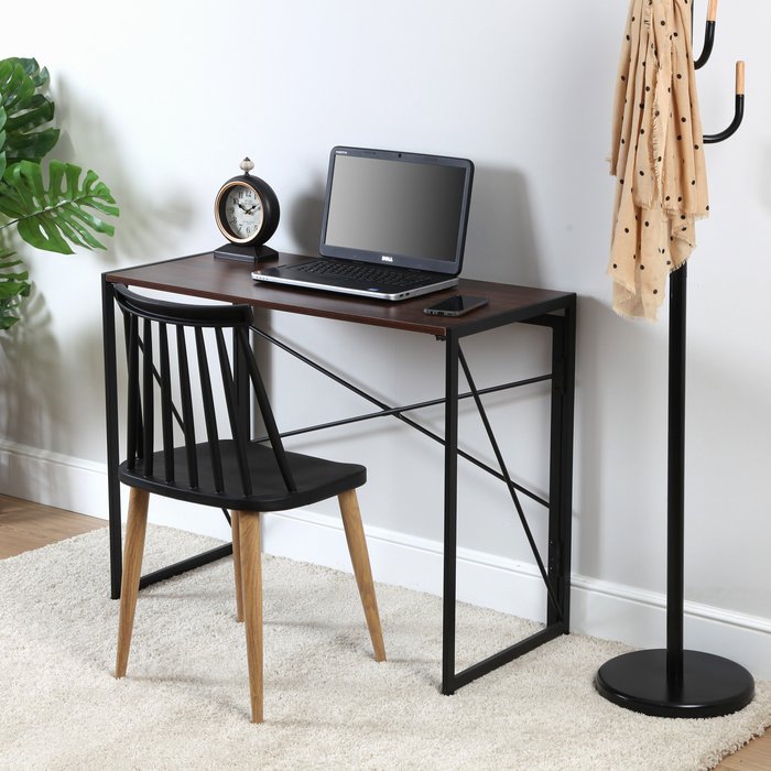 Mesa escritorio plegable nogal de 90x45x74 cm