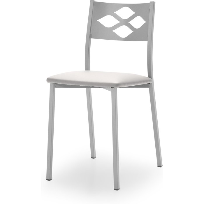 Silla gala metal plata asiento polipiel gris claro