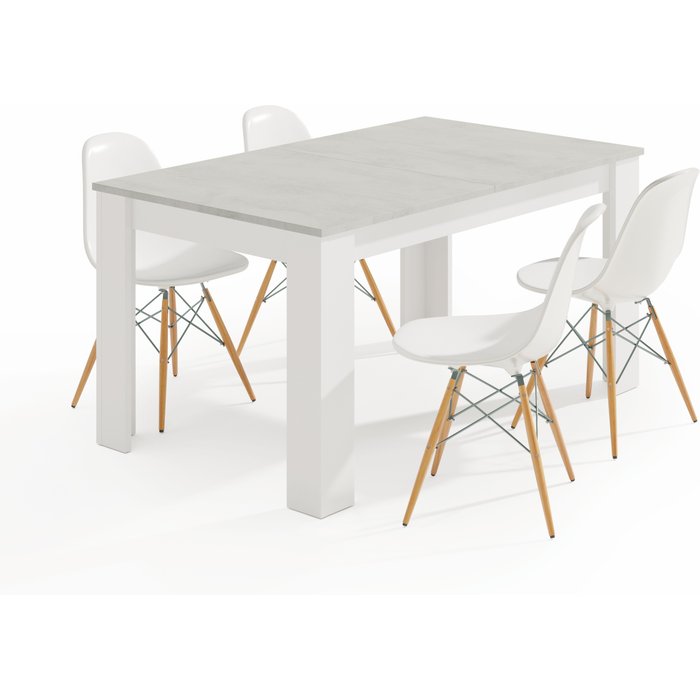 Mesa de comedor exten kendra blanco cemento 190x78x90cm (largo máx.xaltoxancho)