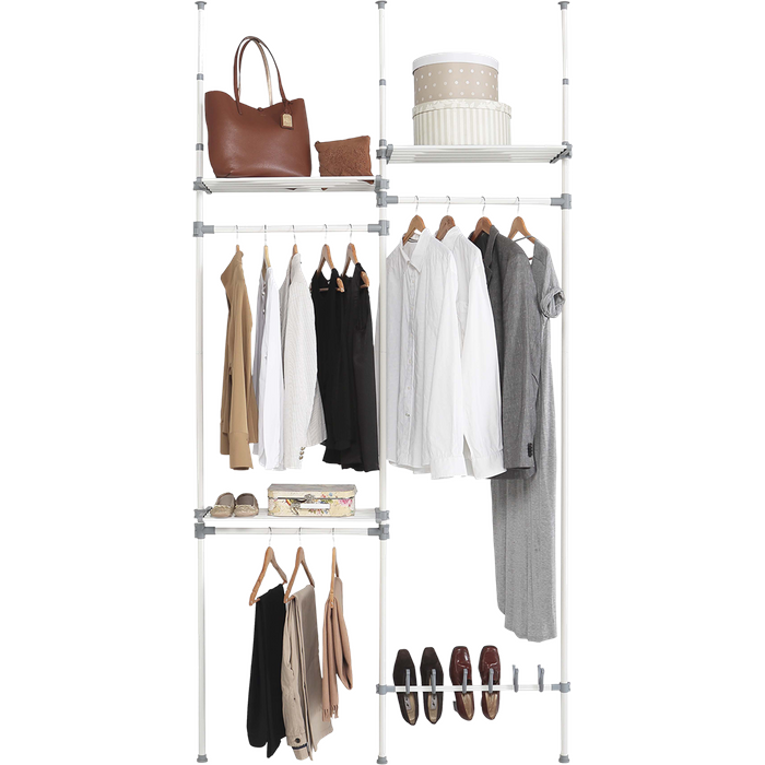 Armario vestidor dress 126x240x25cm 3 barras 2 baldas 1 zapatero blanco