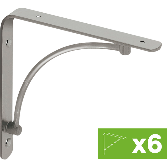 Pack 6 escuadra 20x20cm cromo mate 30kg