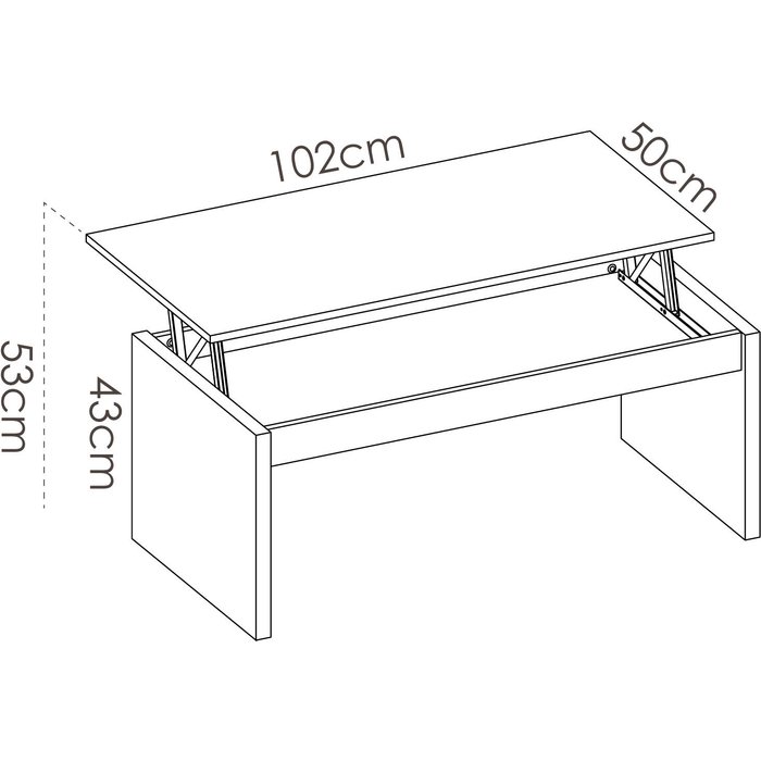 Mesa de centro elevable luca roble 100x43x53x5cm (anchoxaltoxfondo)