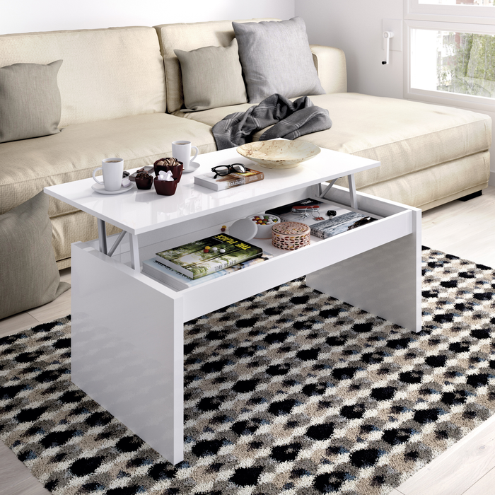 Mesa de centro elevable luca blanco brillante 100x43/53x50cm (anchoxaltoxfondo)