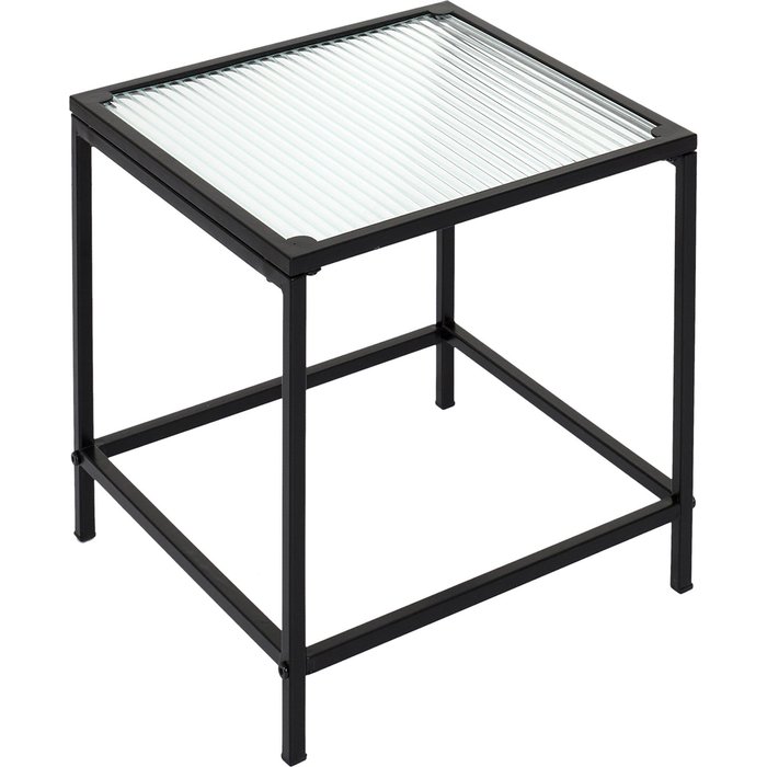 Set 2 mesas auxiliares cuadrada cristal y metal negro