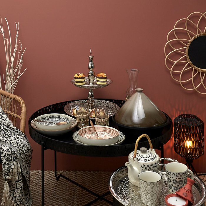 Mesa de centro fija redonda seville metal negro 78x48 cm (diámetro x alto)