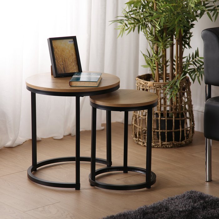 Set de 2 mesas auxiliares megan en negro de 48x45x45 cm