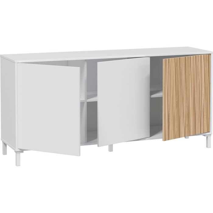 Aparador de 3 puertas ethna blanco/natur 74x154x40 cm