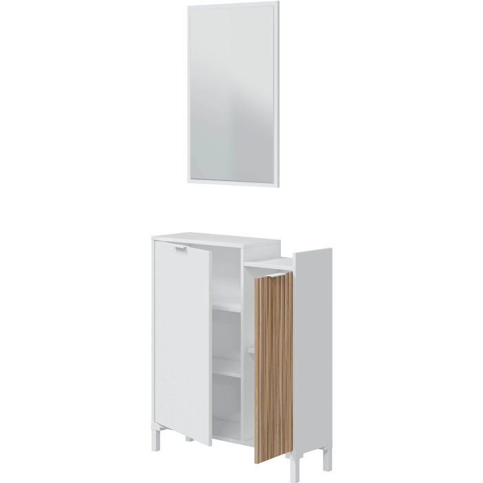 Mueble recibidor ethna blanco/natur con espejo 91x77x24 cm