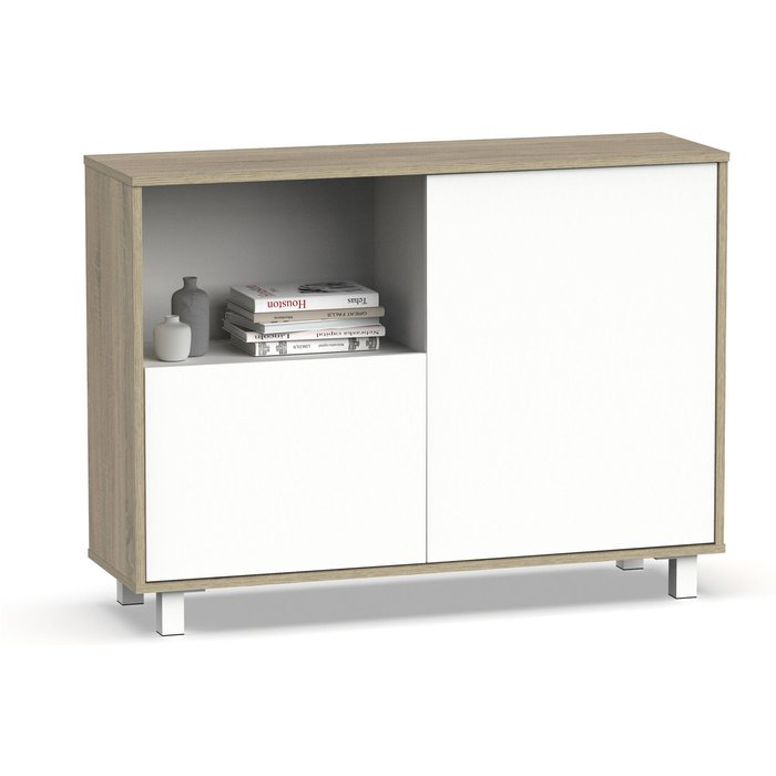 Aparador tibet color blanco / roble cambrian 82.5x112x33 cm