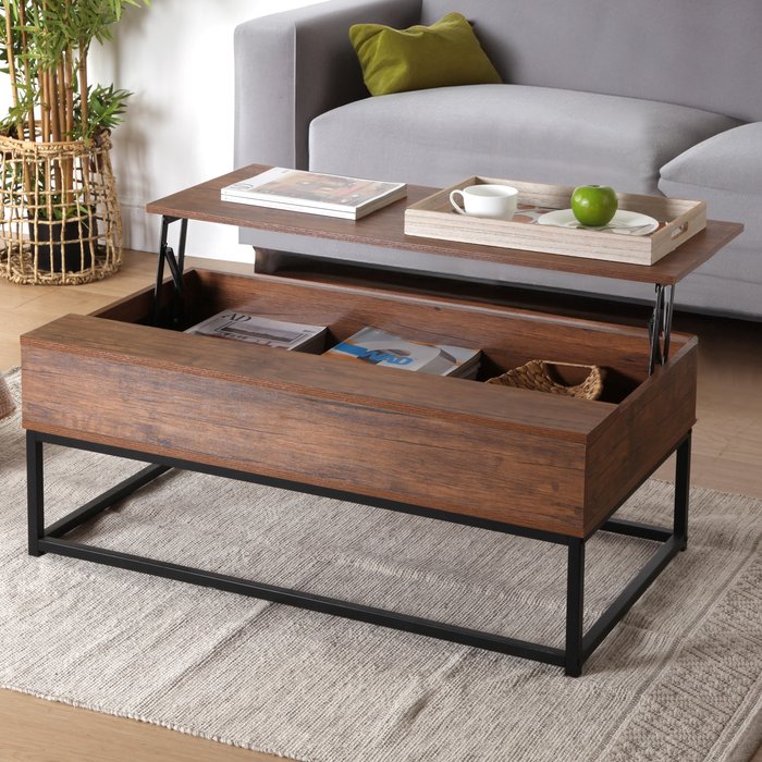 Mesa de centro plegable versa home 40x55x100cm roble oscuro