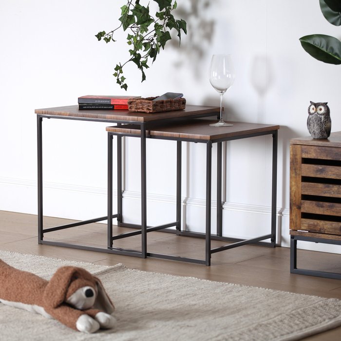 Set de dos mesas auxiliares versa home 50x50x50cm negras