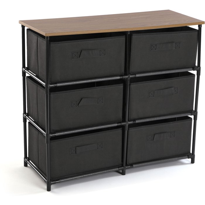 Cómoda de seis cajones versa home 68x30x76cm gris oscuro